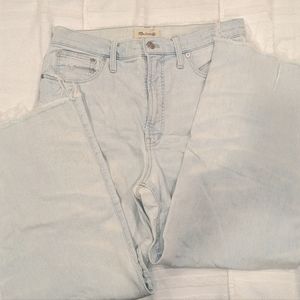 Madewell perfect vintage wide-leg crop light wash, distressed lighter print